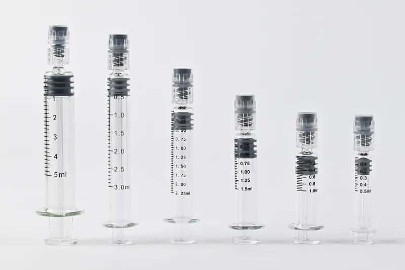 image of 1ml 2ml 3ml 5ml glass prefilled syringes