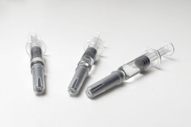 Image of prefilled syringes with air bubbles